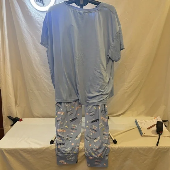 Joyspun Weekend Vibes Pajamas Set Pants T-Shirt Blue Super Soft Womens Sz 2X - Picture 2 of 12